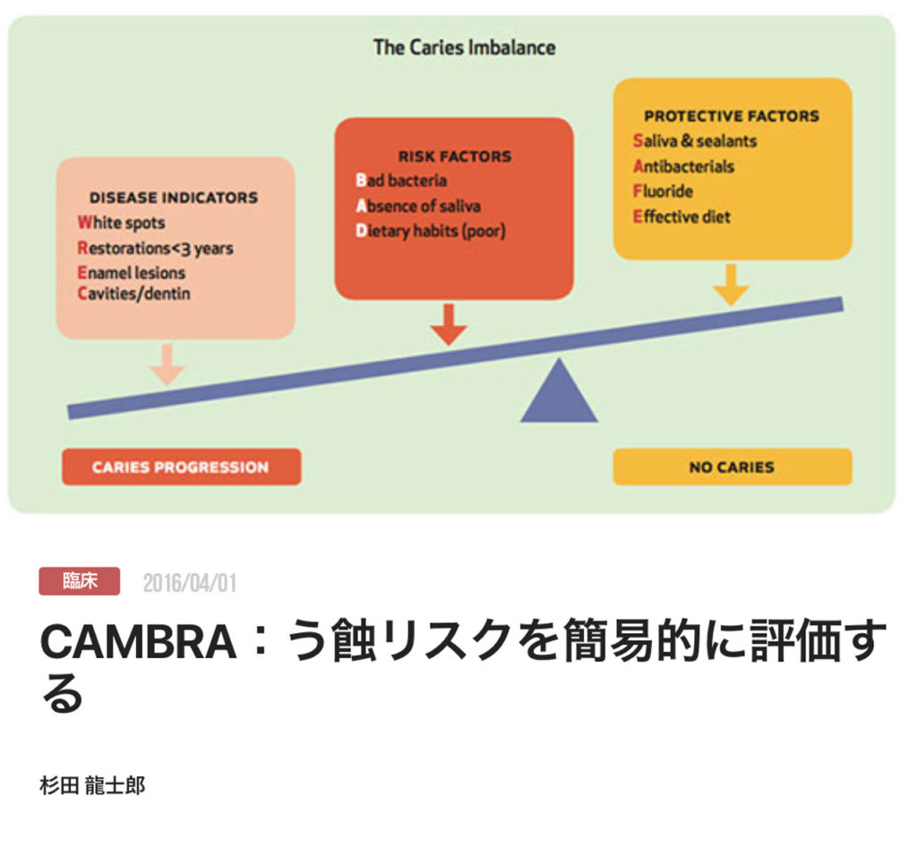 CAMBRA：う蝕リスクを簡易的に評価する